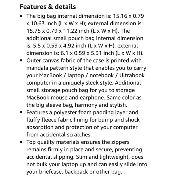 Set 2 Laptop Carry-On Canvas Mandala Pattern-Blue - Picture 8 of 8